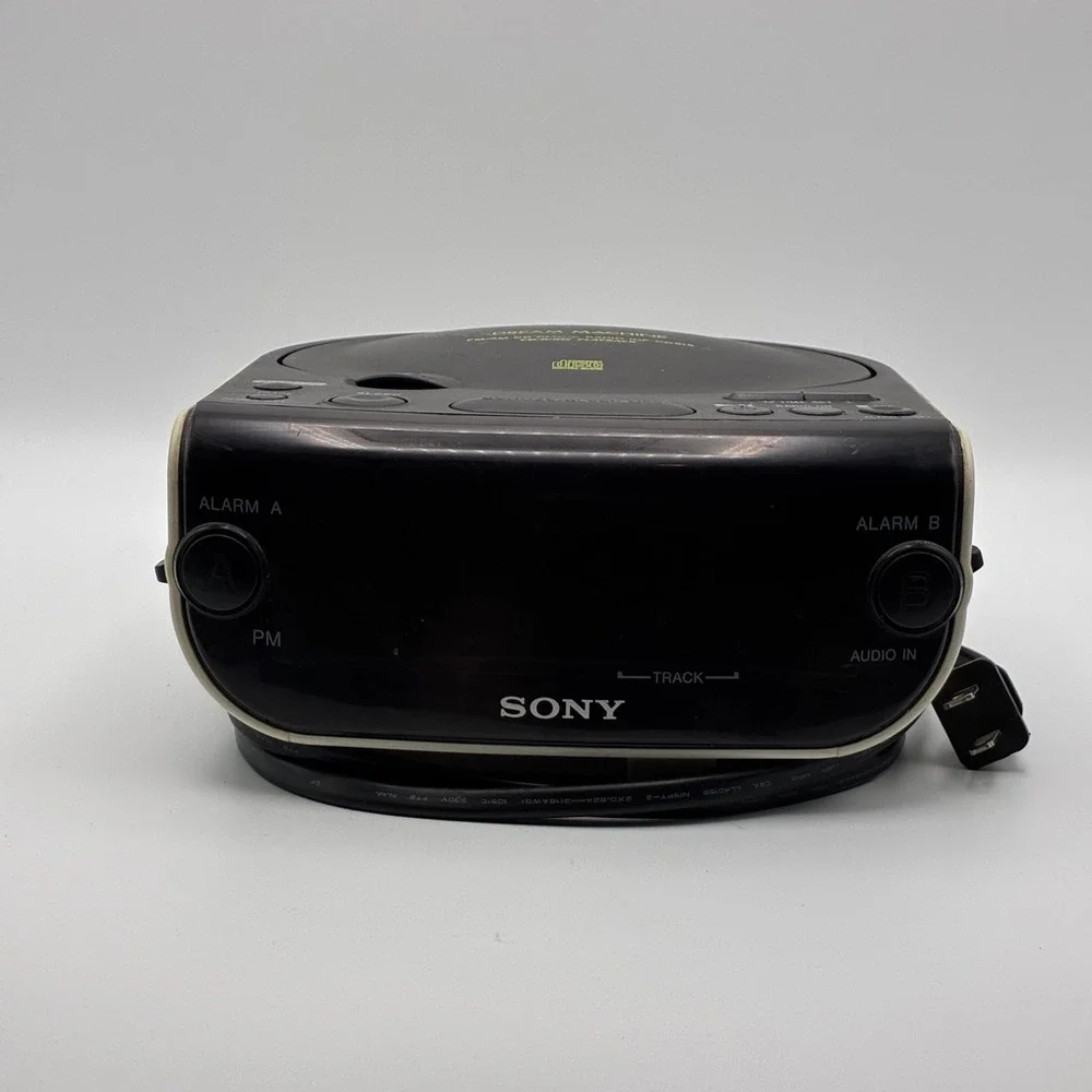 Sony CD Clock Radio Black White Dream Machine ICF-CD815 Dual Alarm